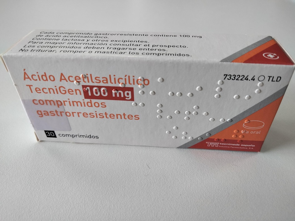 Ácido Acetilsalicílico TecniGen 100 mg Comprimidos Gastrorresistentes