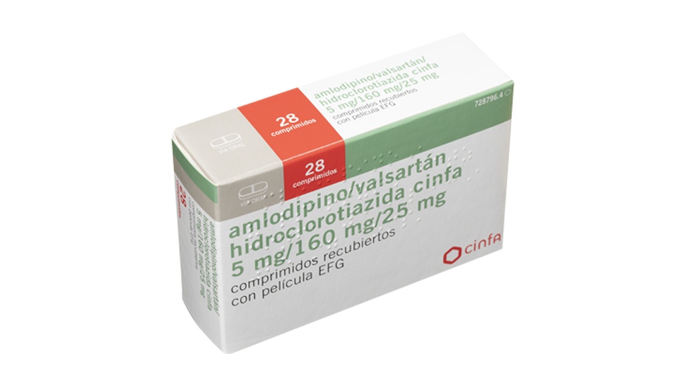 AMLODIPINO/VALSARTAN/HIDROCLOROTIAZIDA CINFA 5 mg/160 mg/25 mg COMPRIMIDOS REVESTIDOS POR PELÍCULA