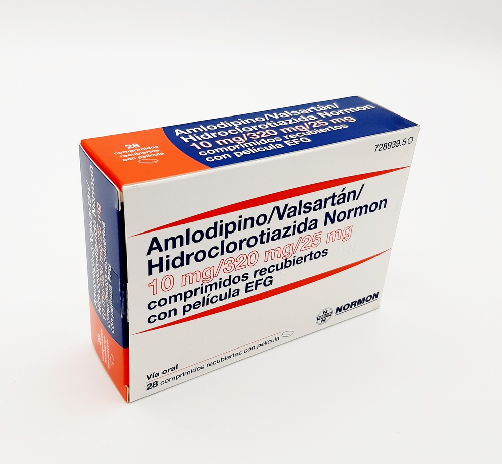 AMLODIPINO/VALSARTAN/HIDROCLOROTIAZIDA NORMON 10 mg/320 mg/25 mg COMPRIMIDOS REVESTIDOS POR PELÍCULA
