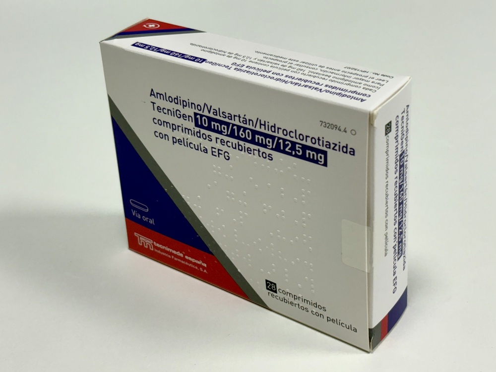 AMLODIPINO/VALSARTAN/HIDROCLOROTIAZIDA TECNIGEN 10 mg/160 mg/12,5 mg COMPRIMIDOS REVESTIDOS POR PELÍCULA