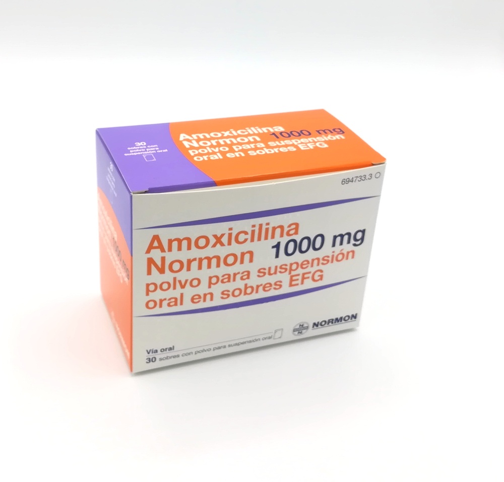 AMOXICILINA NORMON 1000 MG PÓ PARA SUSPENSÃO ORAL EM SACHÉS