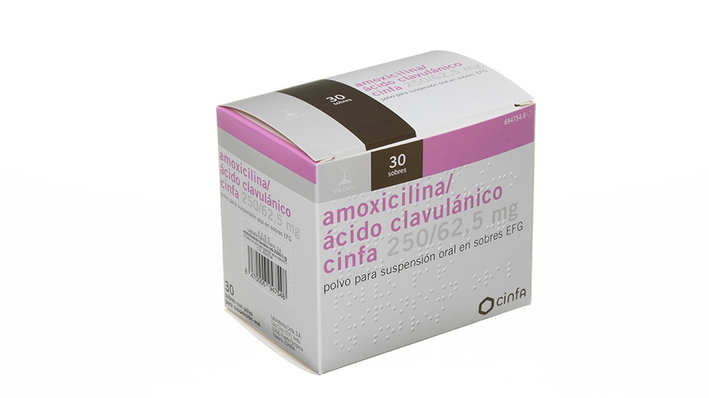 AMOXICILINA/ÁCIDO CLAVULÂNICO CINFA 250 mg / 62,5 mg PÓ PARA SUSPENSÃO ORAL EM SACHÉS