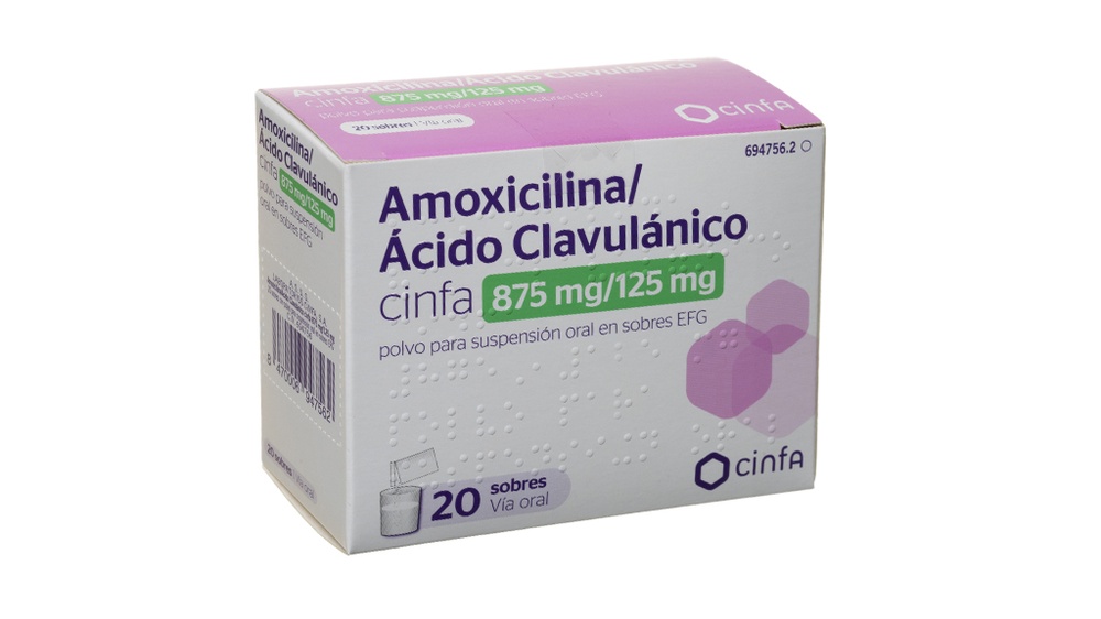 AMOXICILINA/ÁCIDO CLAVULÂNICO CINFA 875 mg/125 mg PÓ PARA SUSPENSÃO ORAL EM SÁCHETS
