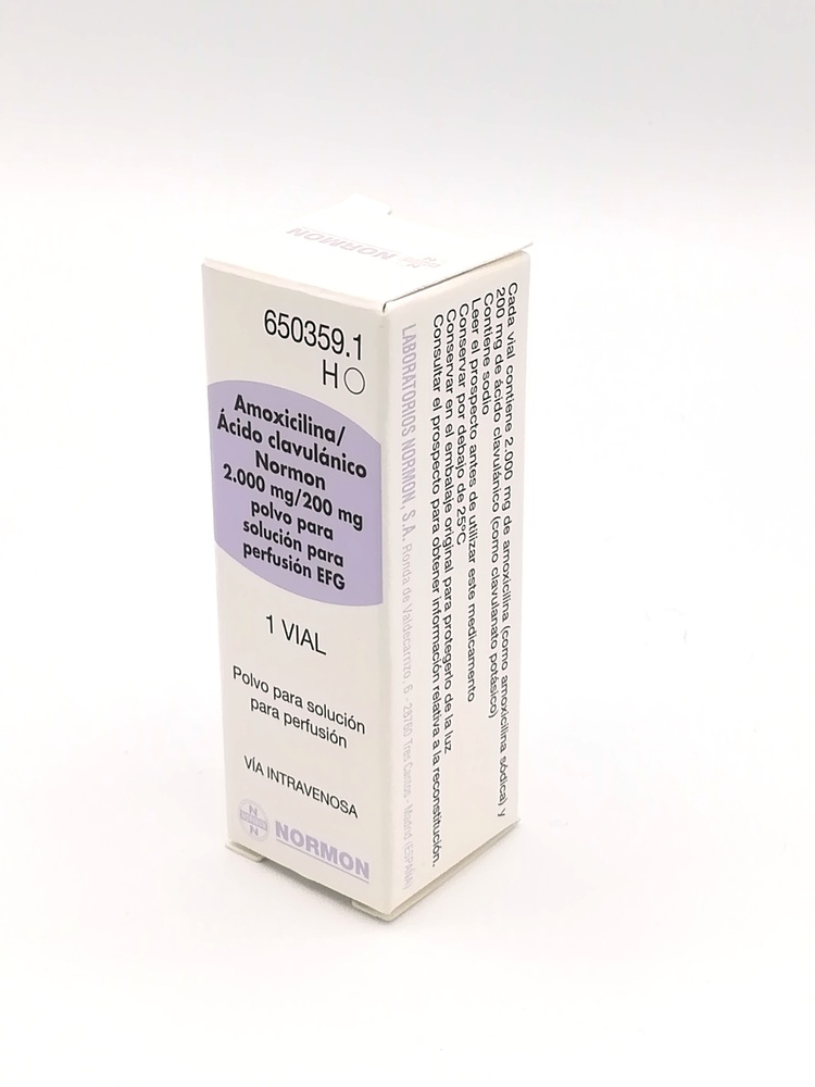AMOXICILINA/ÁCIDO CLAVULÂNICO NORMON 2000 mg/200 mg PÓ PARA SOLUÇÃO PARA PERFUSÃO