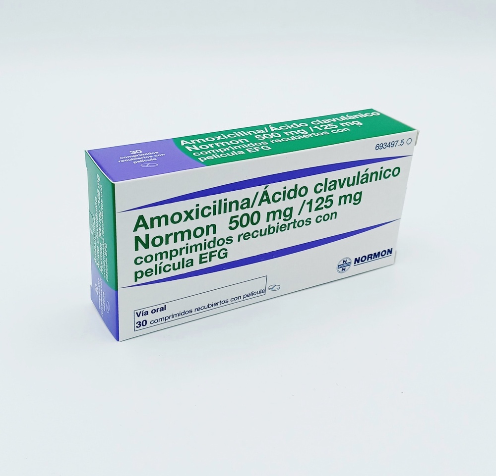 AMOXICILINA/ÁCIDO CLAVULÂNICO NORMON 500 mg / 125 mg COMPRIMIDOS REVESTIDOS POR PELÍCULA