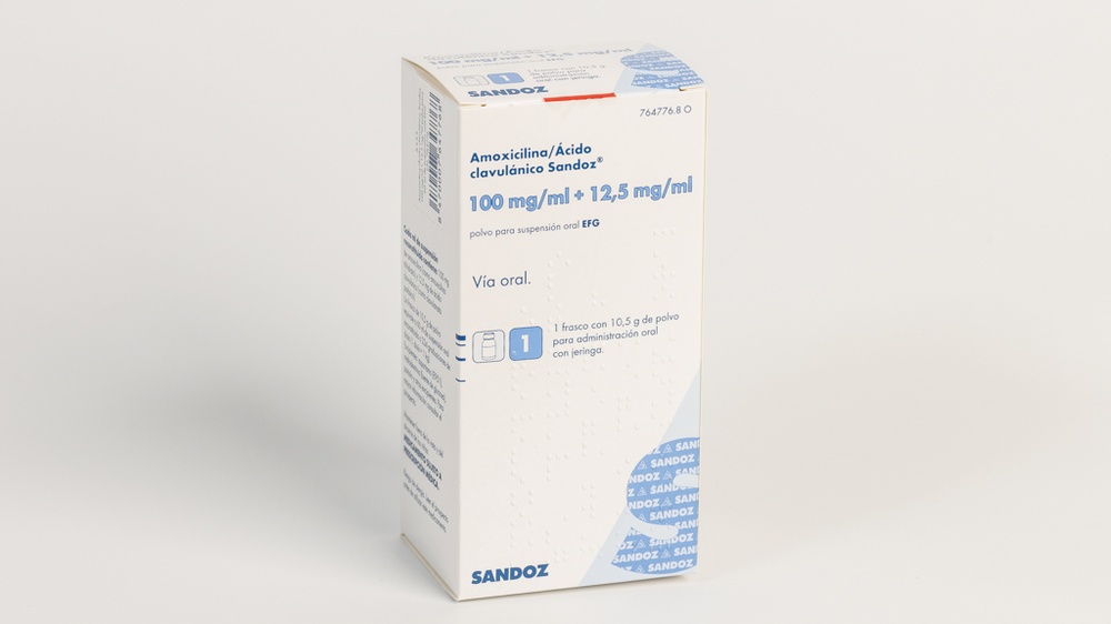 AMOXICILINA/ÁCIDO CLAVULÂNICO SANDOZ 100 mg/mL + 12,5 mg/mL PÓ PARA SUSPENSÃO ORAL