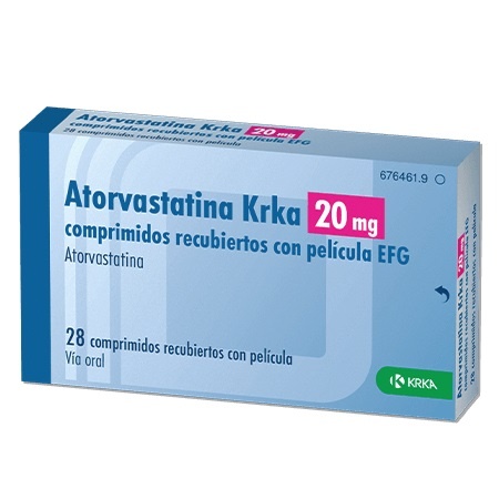 ATORVASTATINA KRKA 20 mg COMPRIMIDOS REVESTIDOS POR PELÍCULA