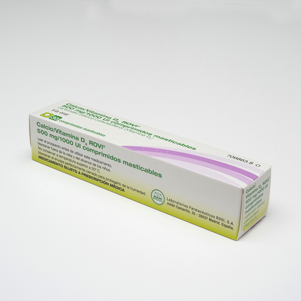 CÁLCIO/VITAMINA D3 ROVI 500 MG/1000 UI COMPRIMIDOS MASTIGÁVEIS