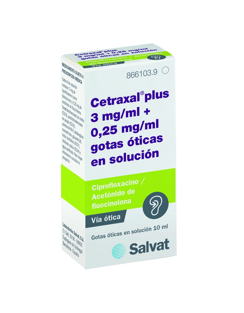CETRAXAL PLUS 3 mg/ml + 0,25 mg/ml GOTAS ÓTICAS EM SOLUÇÃO