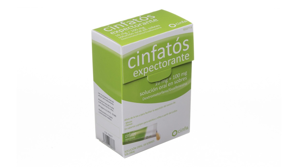 CINFATOS EXPECTORANTE 10 mg + 100 mg SOLUÇÃO ORAL EM SACHÉS