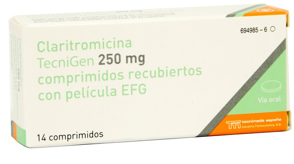 CLARITROMICINA TECNIGEN 250 mg COMPRIMIDOS REVESTIDOS POR PELÍCULA