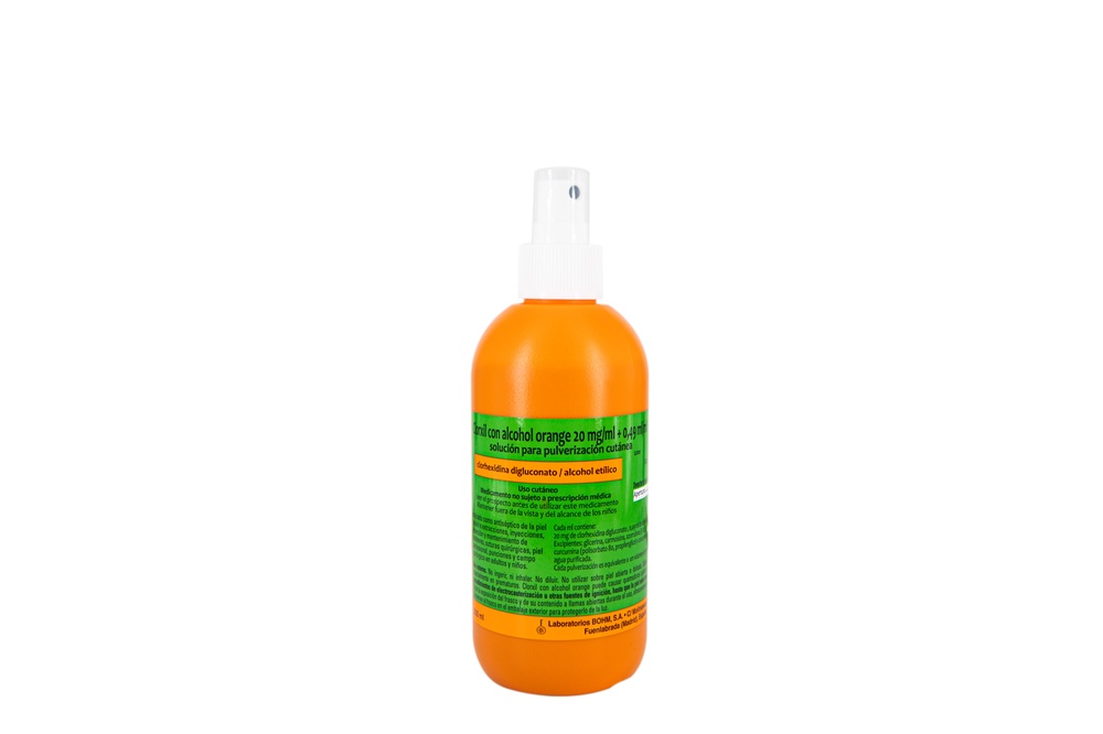 CLORXIL COM ÁLCOOL LARANJA 20 mg/mL + 0,49 mL/mL SOLUÇÃO PARA PULVERIZAÇÃO CUTÂNEA