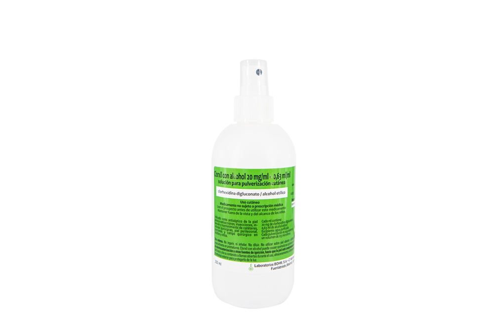 CLORXIL COM ÁLCOOL 20 mg/mL + 0,63 mL/mL SOLUÇÃO PARA PULVERIZAÇÃO CUTÂNEA