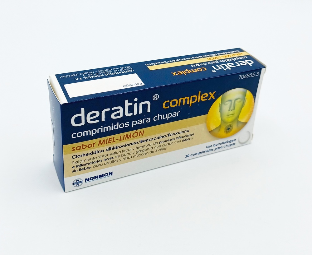 DERATIN COMPLEX pastilhas para chupar com sabor a mel-limão