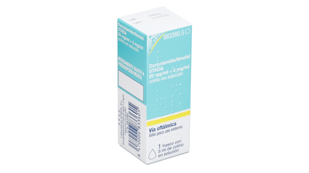 DORZOLAMIDA/TIMOLOL STADA 20 mg/ml + 5 mg/ml colírio em solução