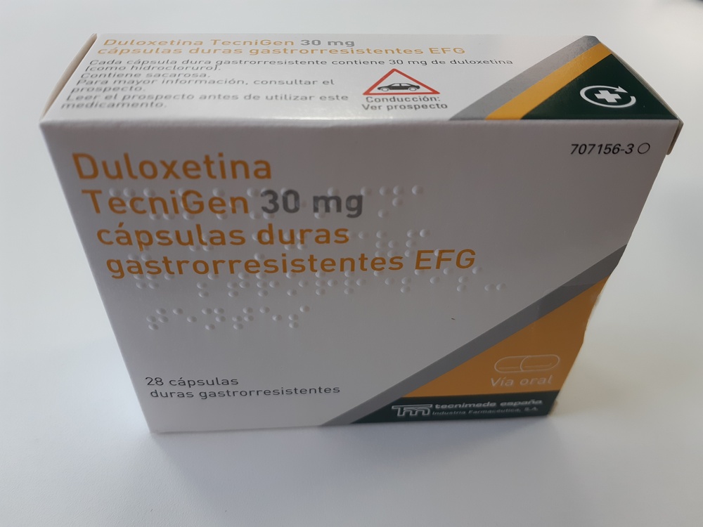 DULOXETINA TECNIGEN 30 mg CÁPSULAS DURAS GASTRORRESISTENTES