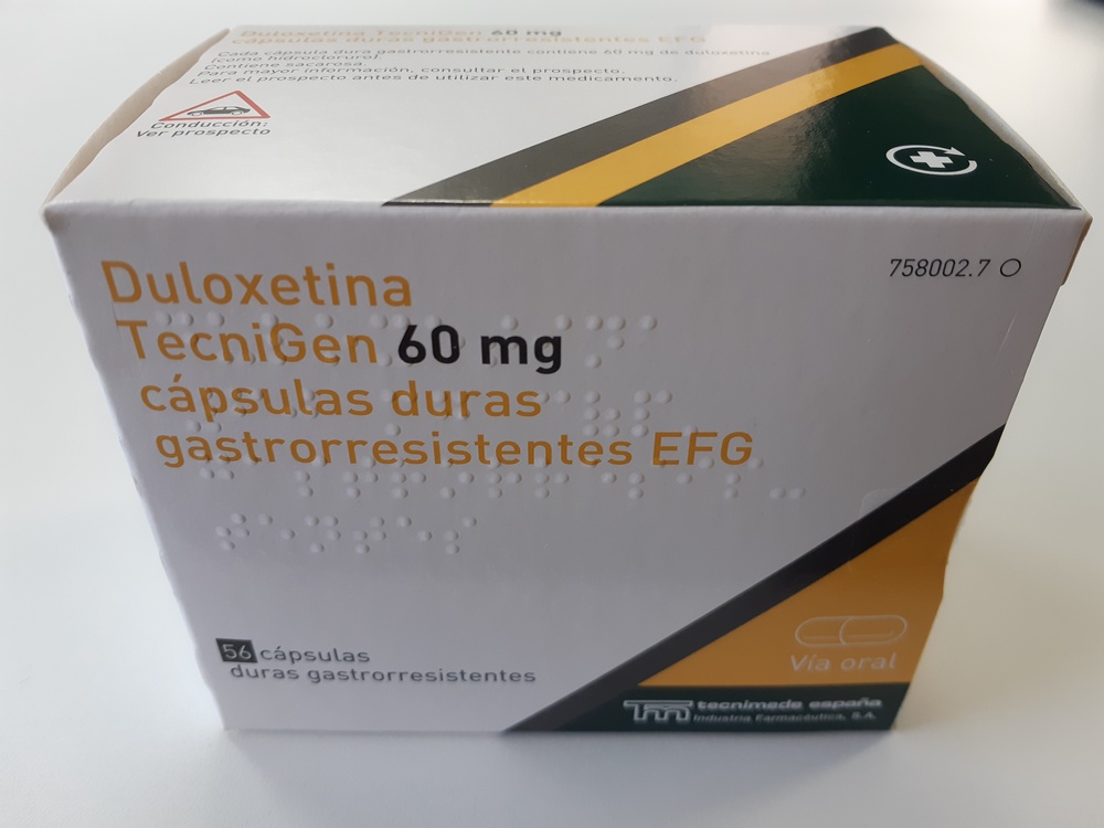 DULOXETINA TECNIGEN 60 mg CÁPSULAS DURAS GASTRORRESISTENTES