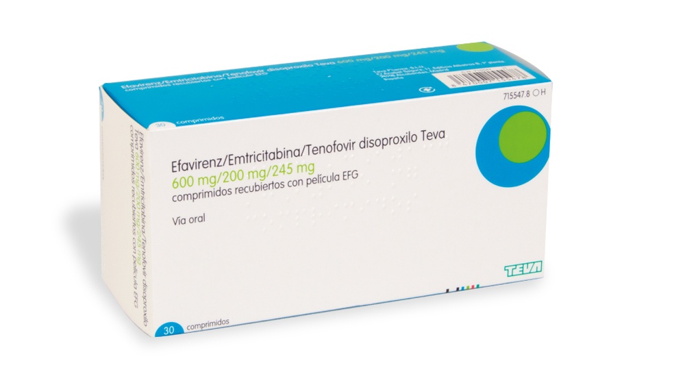 EFAVIRENZ/EMTRICITABINA/TENOFOVIR DISOPROXILO TEVA 600 mg/200 mg/245 mg COMPRIMIDOS REVESTIDOS POR PELÍCULA