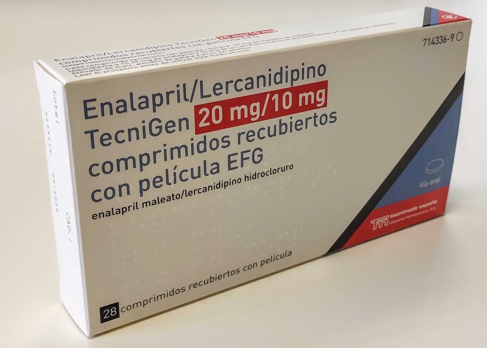 ENALAPRIL/LERCANIDIPINA TECNIGEN 20 mg/10 mg COMPRIMIDOS REVESTIDOS POR PELÍCULA