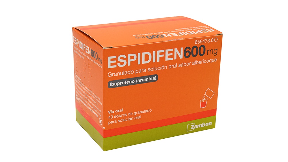 ESPIDIFEN 600 mg GRÂNULOS PARA SOLUÇÃO ORAL, SABOR DAMASCO