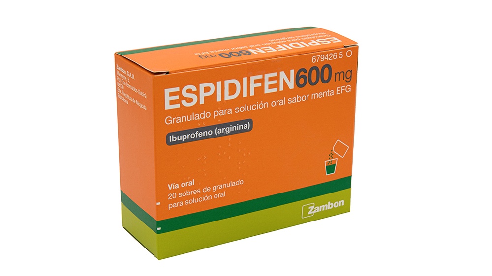 ESPIDIFEN 600 mg GRÂNULOS PARA SOLUÇÃO ORAL, SABOR MENTA