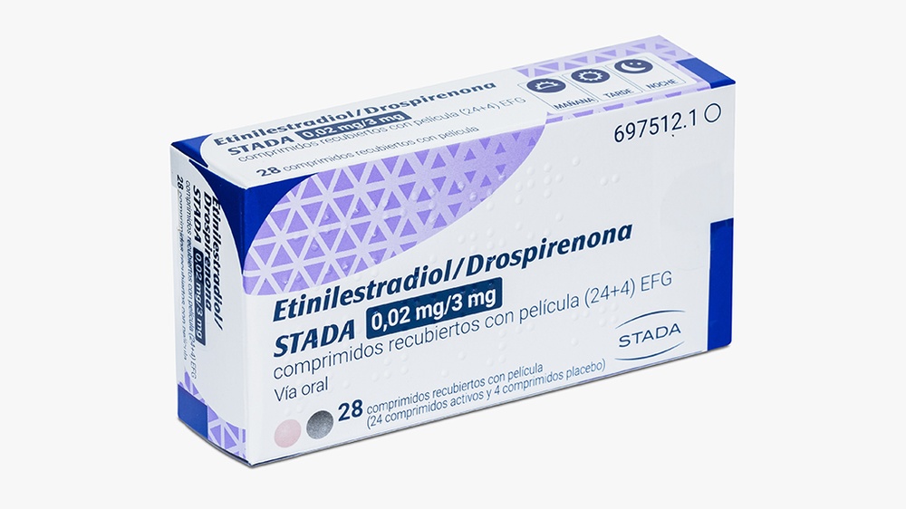 ETINILESTRADIOL/DROSPIRENONA STADA 0,02 mg/3 mg COMPRIMIDOS REVESTIDOS POR PELÍCULA (24+4) Genérico