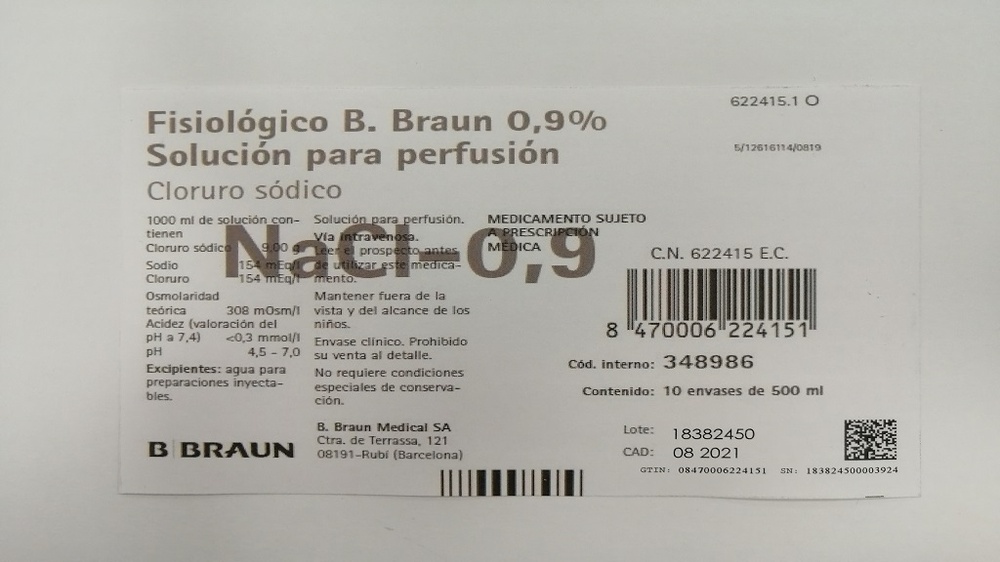 SOLUÇÃO FISIOLÓGICA B. BRAUN 0,9% PARA PERFUSÃO