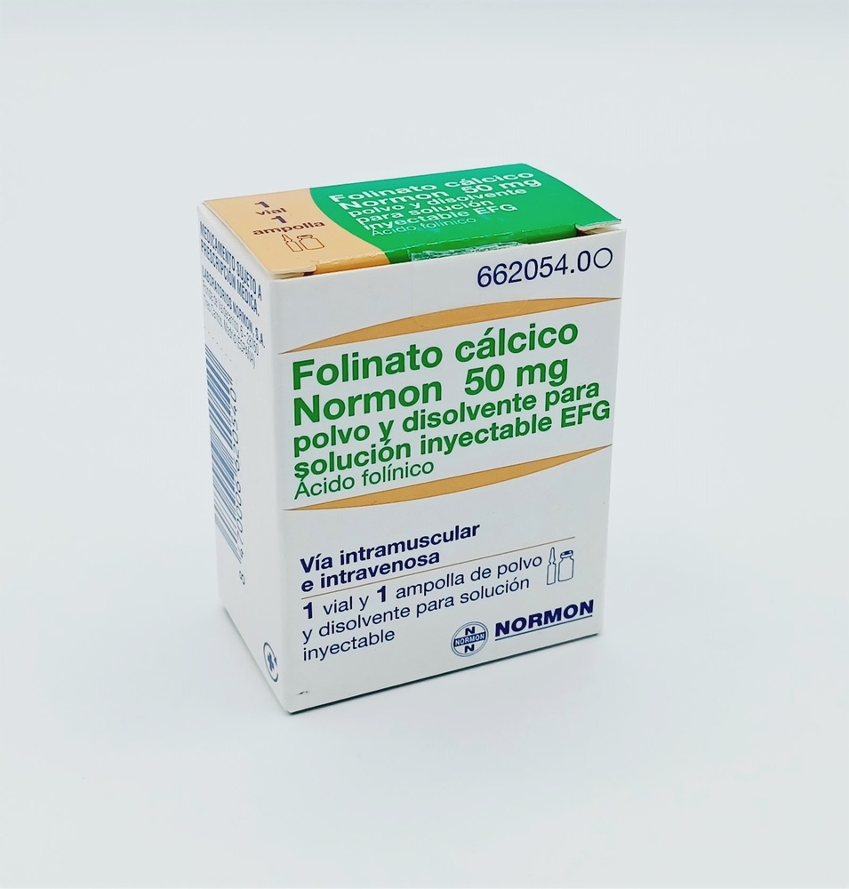 FOLINATO DE CÁLCIO NORMON 50 mg PÓ E SOLVENTE PARA SOLUÇÃO INJETÁVEL