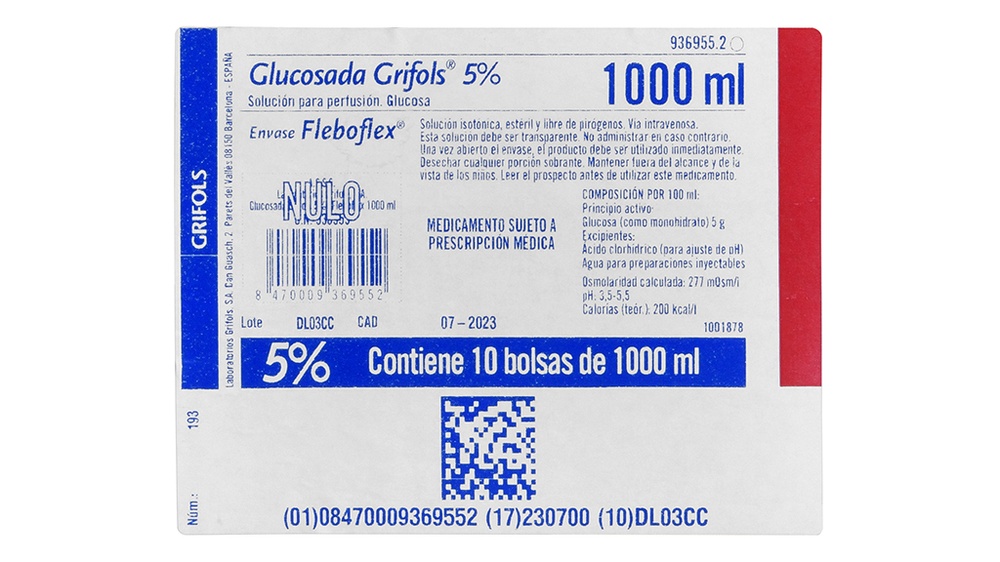 GLUCOSADA GRIFOLS 5% SOLUÇÃO PARA PERFUSÃO