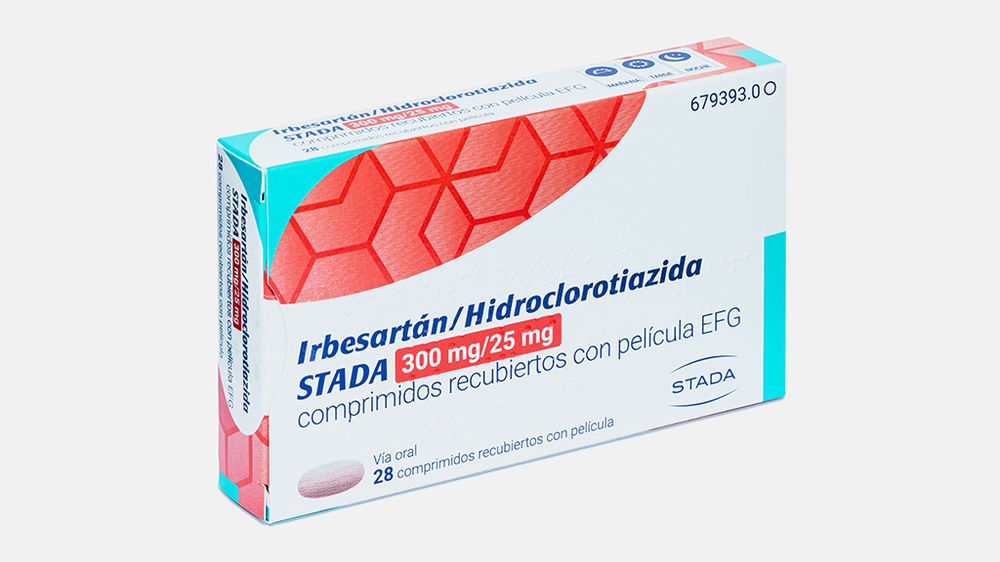 IRBESARTANO/HIDROCLOROTIAZIDA STADA 300 mg/25 mg COMPRIMIDOS REVESTIDOS POR PELÍCULA