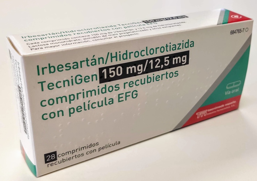 IRBESARTANO/HIDROCLOROTIAZIDA TECNIGEN 150 mg/12,5 mg COMPRIMIDOS REVESTIDOS POR PELÍCULA