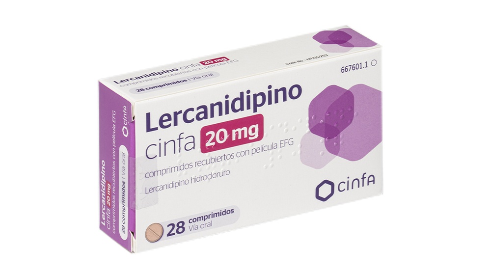 LERCANIDIPINA CINFA 20 mg COMPRIMIDOS REVESTIDOS POR PELÍCULA