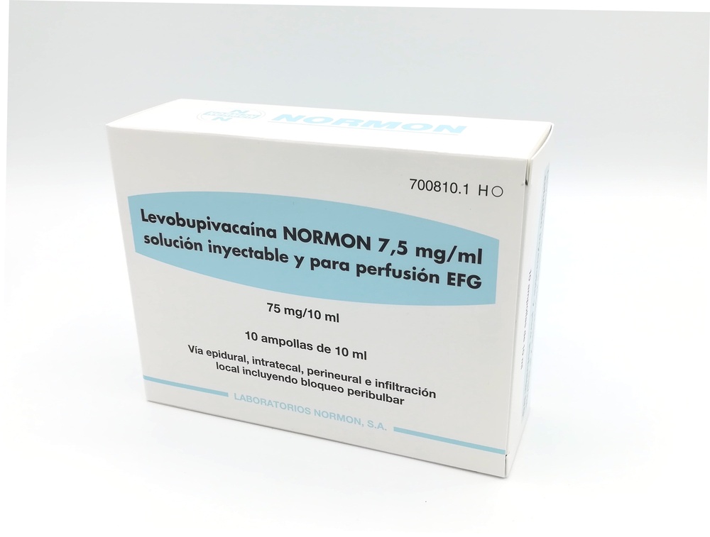 LEVOBUPIVACAÍNA NORMON 7,5 mg/mL Solução Injectável e para Perfusão