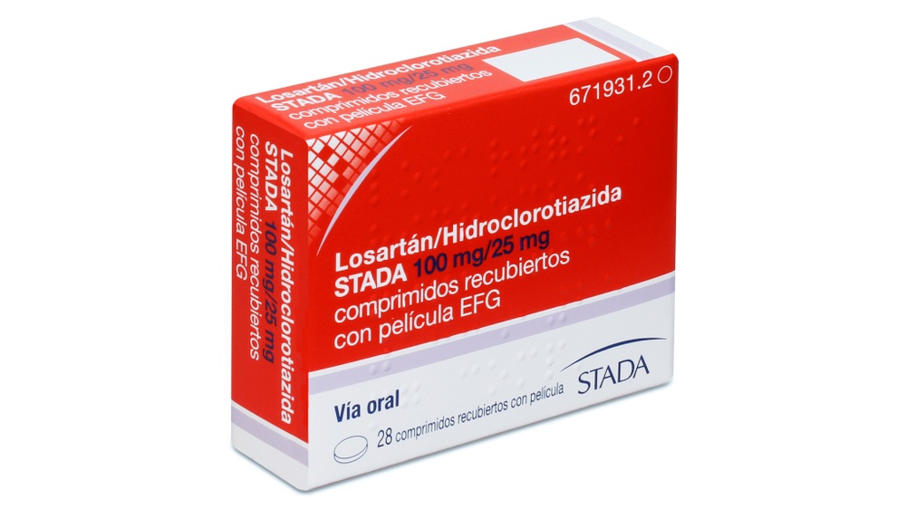 LOSARTAN / HIDROCLOROTIAZIDA STADA 100/25 mg COMPRIMIDOS REVESTIDOS POR PELÍCULA