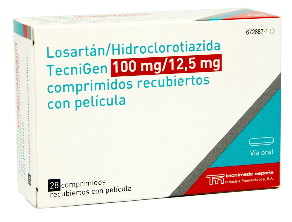 LOSARTAN/HIDROCLOROTIAZIDA TECNIGEN 100 mg/12,5 mg COMPRIMIDOS REVESTIDOS POR PELÍCULA