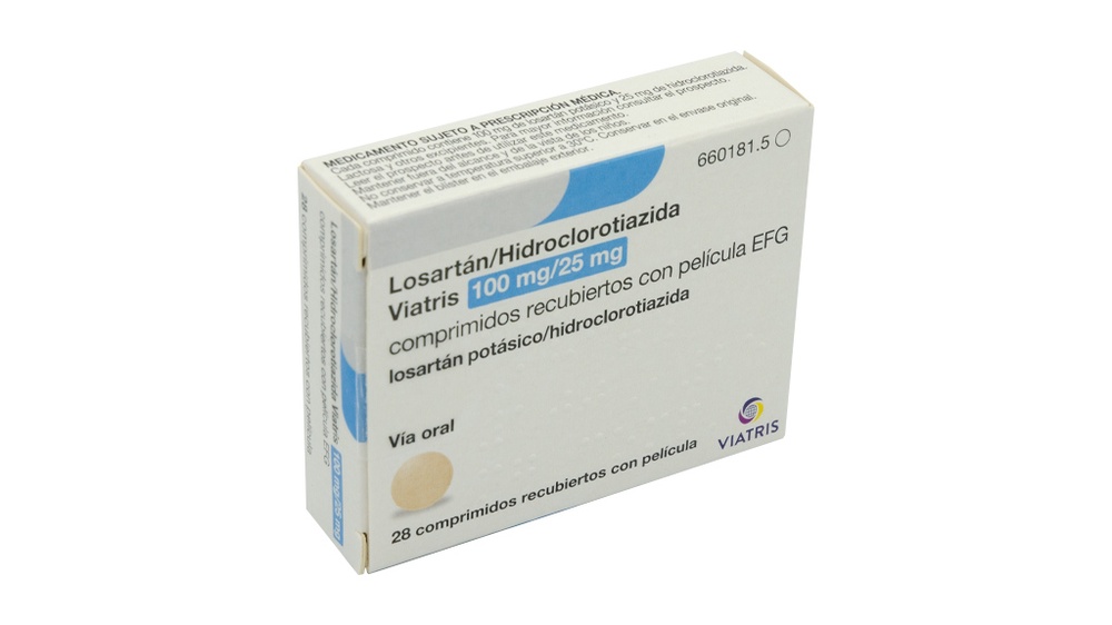 LOSARTAN/HIDROCLOROTIAZIDA VIATRIS 100/25 mg COMPRIMIDOS REVESTIDOS POR PELÍCULA