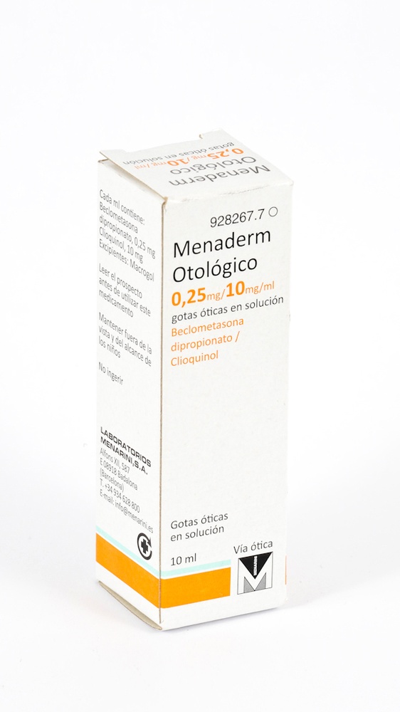 MENADERM OTOLÓGICO 0,25 mg/10 mg/ml GOTAS ÓTICAS EM SOLUÇÃO