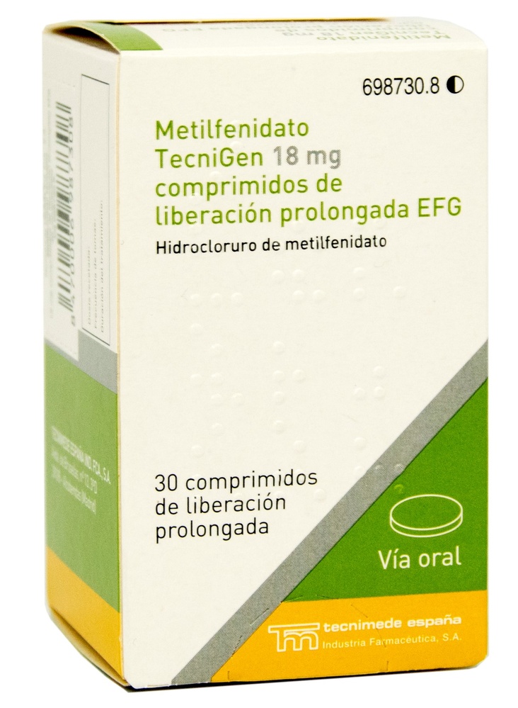 METILFENIDATO TECNIGEN 18 mg COMPRIMIDOS DE LIBERTAÇÃO PROLONGADA