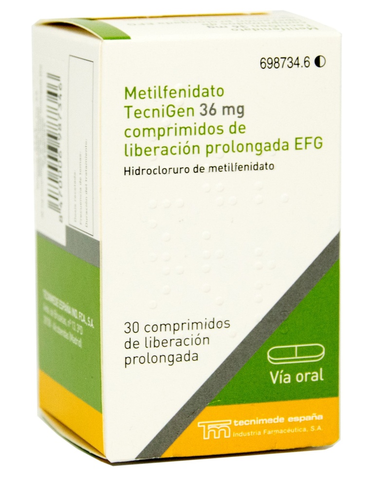 METILFENIDATO TECNIGEN 36 mg COMPRIMIDOS DE LIBERTAÇÃO PROLONGADA