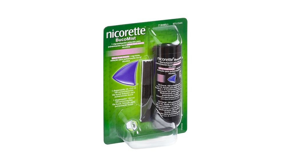 NICORETTE BUCOMIST 1 mg/pulverização SOLUÇÃO PARA PULVERIZAÇÃO BUCAL SABOR FRUTA MENTA