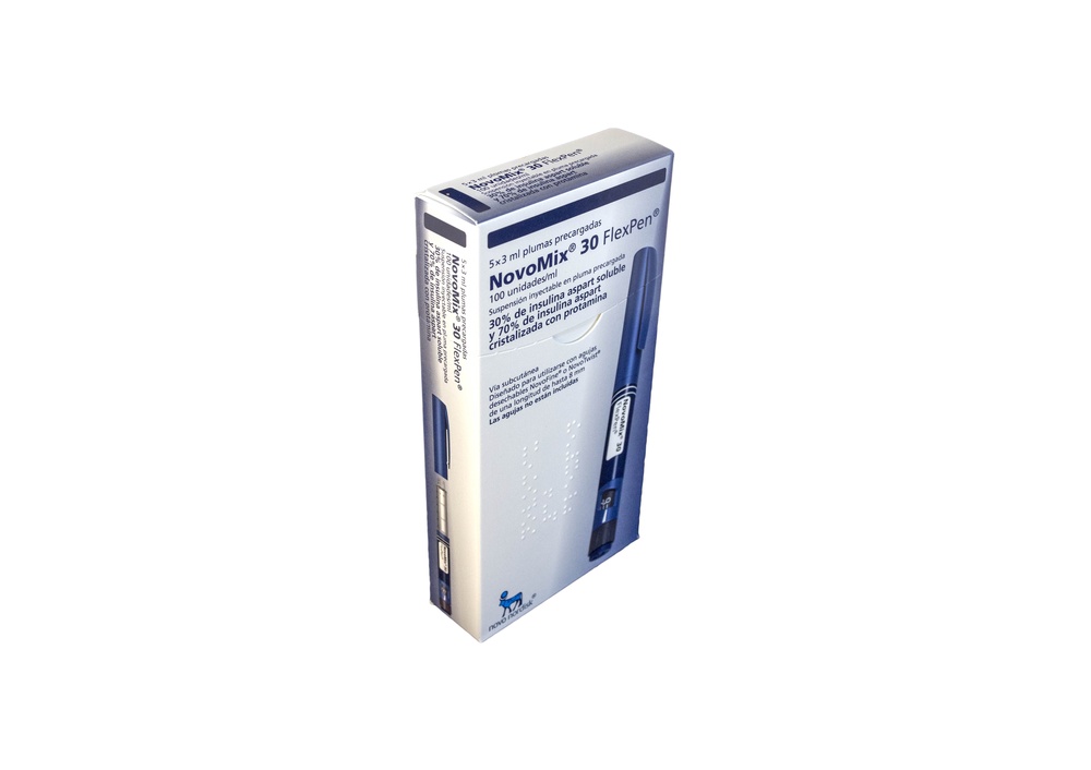 NOVOMIX 30 FLEXPEN 100 U/mL suspensão injetável numa caneta pré-carregada