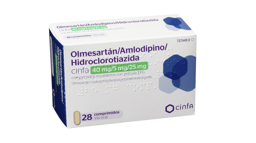 OLMESARTANA/AMLODIPINA/HIDROCLOROTIAZIDA CINFA 40 mg/5 mg/25 mg COMPRIMIDOS REVESTIDOS POR PELÍCULA