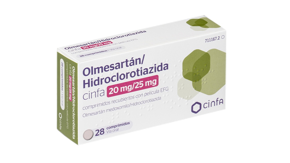 OLMESARTAN/HIDROCLOROTIAZIDA CINFA 20 mg/25 mg COMPRIMIDOS REVESTIDOS POR PELÍCULA