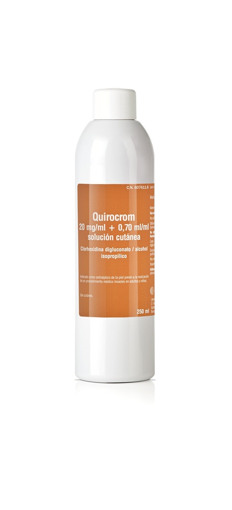 QUIROCROM 20 mg/mL + 0,70 mL/mL SOLUÇÃO CUTÂNEA