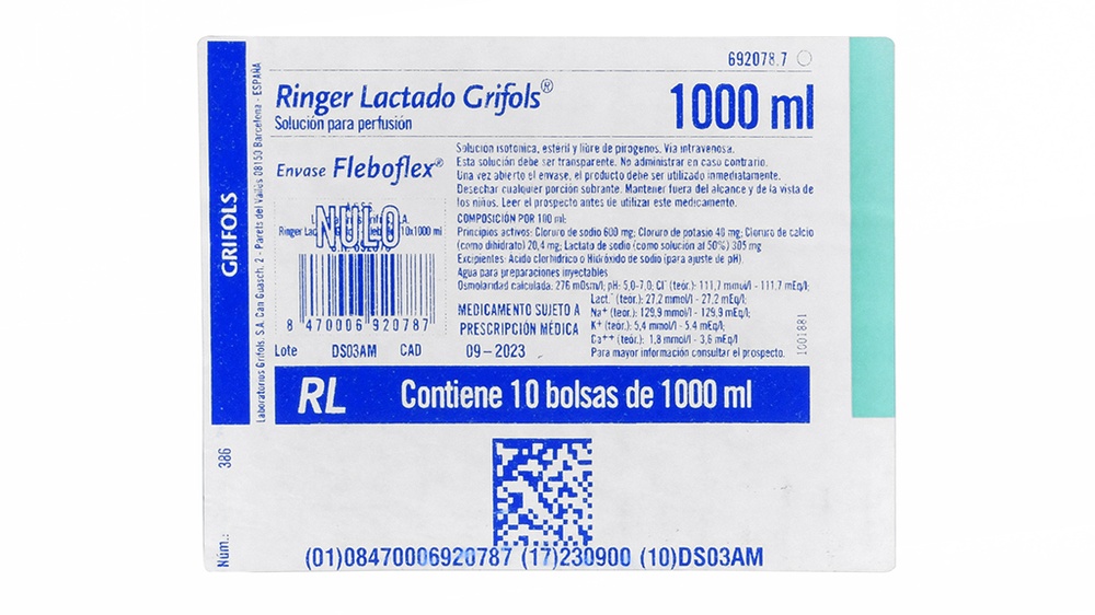 SOLUÇÃO DE RINGER LACTATO GRIFOLS PARA PERFUSÃO