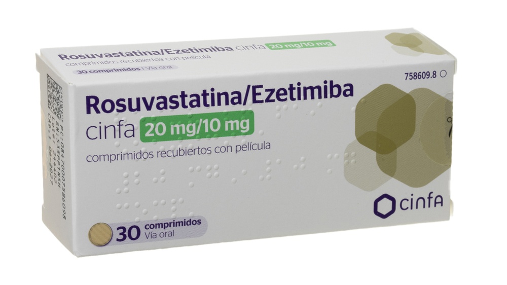 ROSUVASTATINA/EZETIMIBE CINFA 20 mg/10 mg COMPRIMIDOS REVESTIDOS POR PELÍCULA