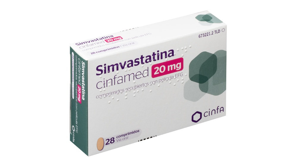 SIMVASTATINA CINFAMED 20 mg COMPRIMIDOS REVESTIDOS POR PELÍCULA