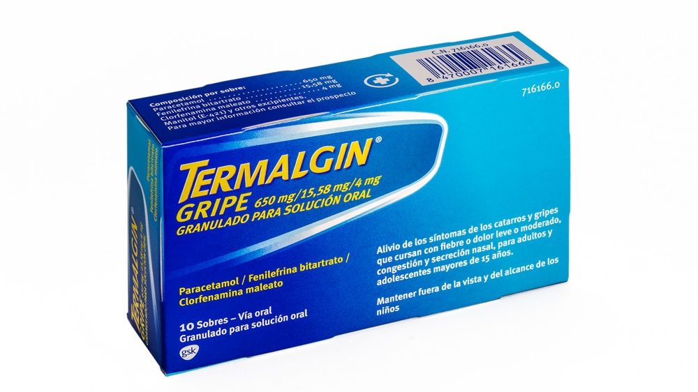 TERMALGIN GRIPE 650 MG/15,58 MG/4 MG GRÂNULOS PARA SOLUÇÃO ORAL