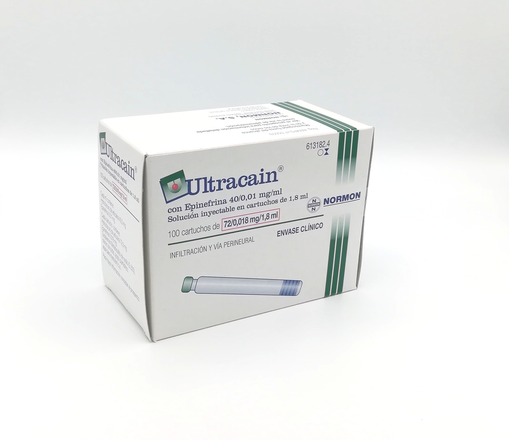 ULTRACAÍNA COM ADRENALINA 40 mg/mL + 10 microgramas/mL SOLUÇÃO INJETÁVEL
