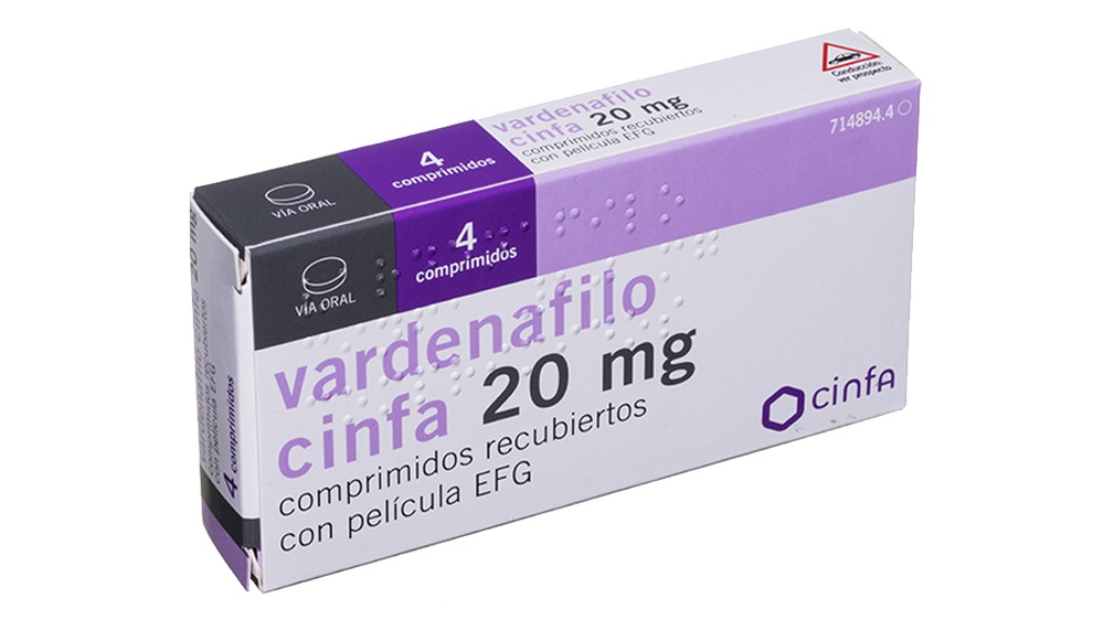 VARDENAFILO CINFA 20 mg COMPRIMIDOS REVESTIDOS POR PELÍCULA